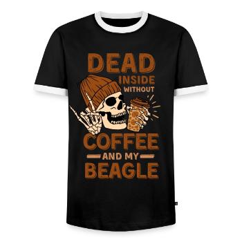 Amateur de café Beagle - T-shirt contrasté Homme - noir/blanc - Devant - AI Model Female 172 light (172cm) & AI Model Male 178 light (178cm)