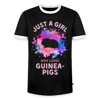 Nur ein Mädchen, das ihr Meerschweinchen liebt - Männer Kontrast-T-Shirt - Schwarz/Weiß - Vorne - AI Model Female 172 light (172cm) & AI Model Male 178 light (178cm)