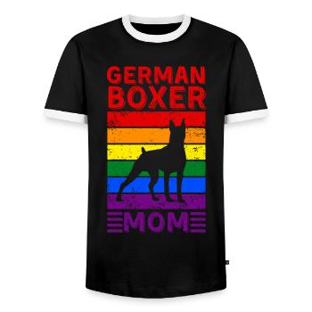Drapeau arc-en-ciel LGBTQ de la boxeuse allemande - T-shirt contrasté Homme - noir/blanc - Devant - AI Model Female 172 light (172cm) & AI Model Male 178 light (178cm)