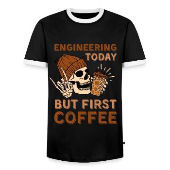 Squelette d’ingénierie du café - T-shirt contrasté Homme - noir/blanc - Devant - AI Model Female 172 light (172cm) & AI Model Male 178 light (178cm)