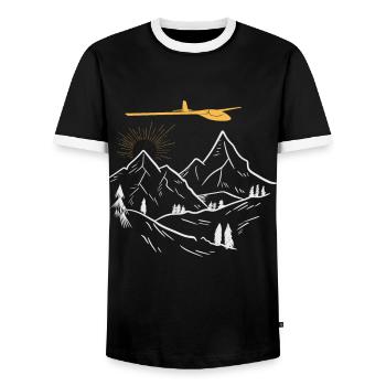 Gliding Flying Glider - Men's Ringer Shirt - black/white - Front - AI Model Female 172 light (172cm) & AI Model Male 178 light (178cm)
