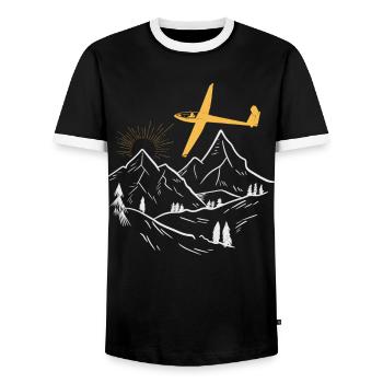 Gliding Flying Glider - Men's Ringer Shirt - black/white - Front - AI Model Female 172 light (172cm) & AI Model Male 178 light (178cm)