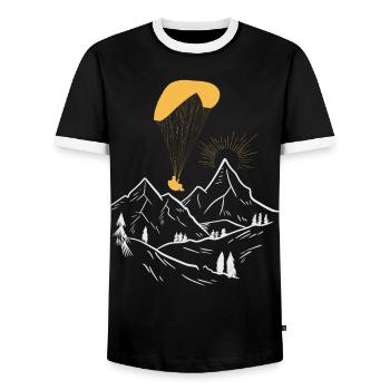 Paragliding - Men's Ringer Shirt - black/white - Front - AI Model Female 172 light (172cm) & AI Model Male 178 light (178cm)