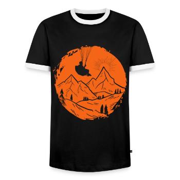 Paragliding - Men's Ringer Shirt - black/white - Front - AI Model Female 172 light (172cm) & AI Model Male 178 light (178cm)
