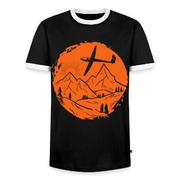 Gliding Flying Glider - Men's Ringer Shirt - black/white - Front - AI Model Female 172 light (172cm) & AI Model Male 178 light (178cm)