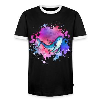 Journée de la terre pour la baleine - journée de l’océan - T-shirt contrasté Homme - noir/blanc - Devant - AI Model Female 172 light (172cm) & AI Model Male 178 light (178cm)