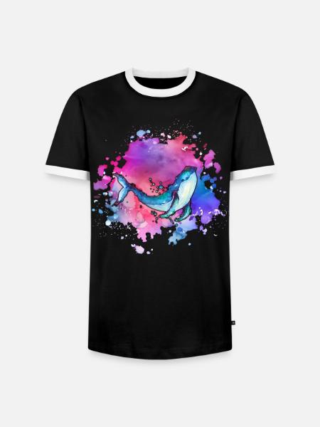 Whale earth-day ocean-day - Men's Ringer Shirt - black/white