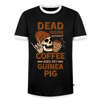 Amateur de café cochon d’Inde - T-shirt contrasté Homme - noir/blanc - Devant - AI Model Female 172 light (172cm) & AI Model Male 178 light (178cm)