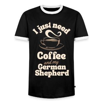 Coffee German-shepherd lover - Men's Ringer Shirt - black/white - Front - AI Model Female 172 light (172cm) & AI Model Male 178 light (178cm)