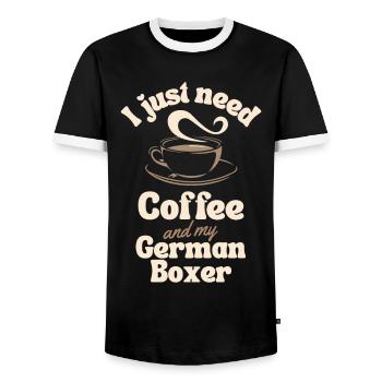 Amateur de café boxeur allemand - T-shirt contrasté Homme - noir/blanc - Devant - AI Model Female 172 light (172cm) & AI Model Male 178 light (178cm)