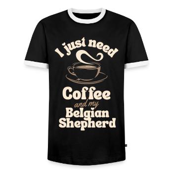 Coffee Belgian-shepherd lover - Men's Ringer Shirt - black/white - Front - AI Model Female 172 light (172cm) & AI Model Male 178 light (178cm)