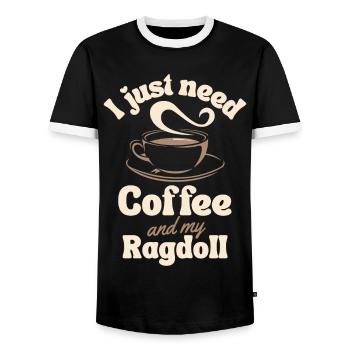 Kaffee Ragdoll Liebhaber - Männer Kontrast-T-Shirt - Schwarz/Weiß - Vorne - AI Model Female 172 light (172cm) & AI Model Male 178 light (178cm)