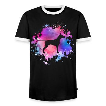 Dobermann-Hundeliebhaber - Männer Kontrast-T-Shirt - Schwarz/Weiß - Vorne - AI Model Female 172 light (172cm) & AI Model Male 178 light (178cm)