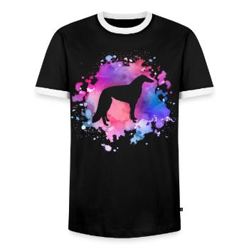 Barsoi-Hundeliebhaber - Männer Kontrast-T-Shirt - Schwarz/Weiß - Vorne - AI Model Female 172 light (172cm) & AI Model Male 178 light (178cm)