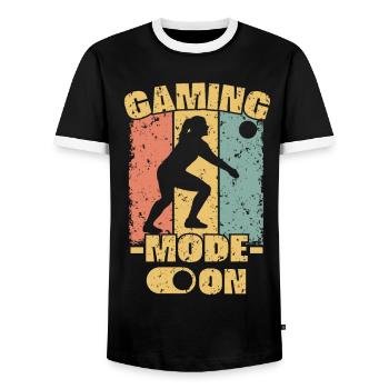 Damen Volleyball retro - Männer Kontrast-T-Shirt - Schwarz/Weiß - Vorne - AI Model Female 172 light (172cm) & AI Model Male 178 light (178cm)