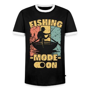 Fishing retro - Men's Ringer Shirt - black/white - Front - AI Model Female 172 light (172cm) & AI Model Male 178 light (178cm)