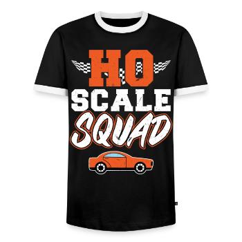 HO Scale Squad - Voiture à sous - T-shirt contrasté Homme - noir/blanc - Devant - AI Model Female 172 light (172cm) & AI Model Male 178 light (178cm)