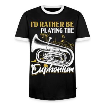 I'd Rather Be Playing The Euphonium - Men's Ringer Shirt - black/white - Front - AI Model Female 172 light (172cm) & AI Model Male 178 light (178cm)