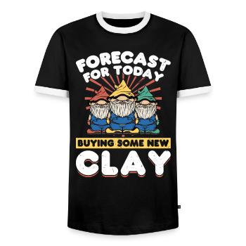 Buying Some New Clay - Gnome Gardening - Männer Kontrast-T-Shirt - Schwarz/Weiß - Vorne - AI Model Female 172 light (172cm) & AI Model Male 178 light (178cm)