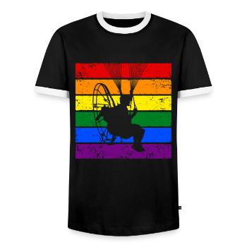 Paramoteur LGBTQ - T-shirt contrasté Homme - noir/blanc - Devant - AI Model Female 172 light (172cm) & AI Model Male 178 light (178cm)
