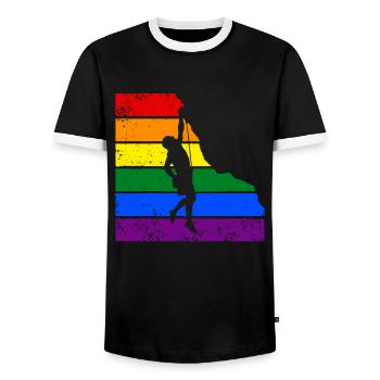 Klettern LGBTQ-Klettern - Männer Kontrast-T-Shirt - Schwarz/Weiß - Vorne - AI Model Female 172 light (172cm) & AI Model Male 178 light (178cm)