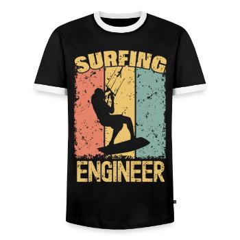 Ingénieur Kitesurf rétro - T-shirt contrasté Homme - noir/blanc - Devant - AI Model Female 172 light (172cm) & AI Model Male 178 light (178cm)