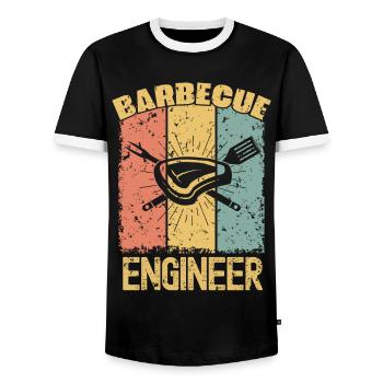 Ingénieur barbecue rétro - T-shirt contrasté Homme - noir/blanc - Devant - AI Model Female 172 light (172cm) & AI Model Male 178 light (178cm)