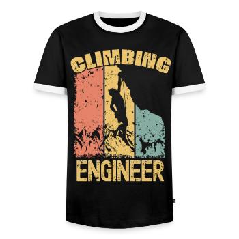 Ingénieur grimpeur rétro - T-shirt contrasté Homme - noir/blanc - Devant - AI Model Female 172 light (172cm) & AI Model Male 178 light (178cm)