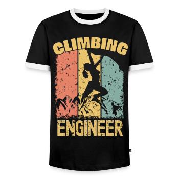 Ingénieur grimpeur rétro - T-shirt contrasté Homme - noir/blanc - Devant - AI Model Female 172 light (172cm) & AI Model Male 178 light (178cm)