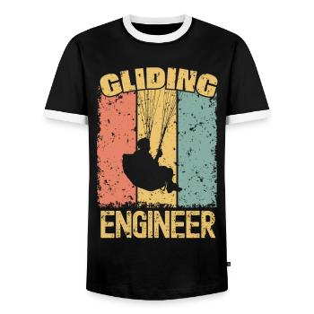 Ingénieur Parapente rétro - T-shirt contrasté Homme - noir/blanc - Devant - AI Model Female 172 light (172cm) & AI Model Male 178 light (178cm)