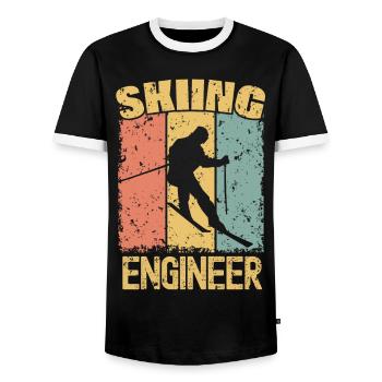 Ingénieur ski rétro - T-shirt contrasté Homme - noir/blanc - Devant - AI Model Female 172 light (172cm) & AI Model Male 178 light (178cm)