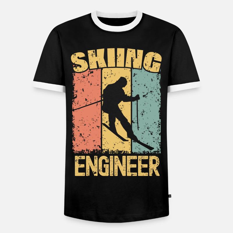 Skiing Engineer retro - Men's Ringer Shirt - black/white