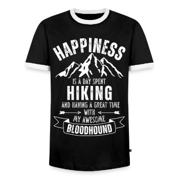 Hiking and Bloodhound lover - Men's Ringer Shirt - black/white - Front - AI Model Female 172 light (172cm) & AI Model Male 178 light (178cm)