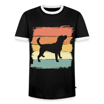 Beagle Retro - Männer Kontrast-T-Shirt - Schwarz/Weiß - Vorne - AI Model Female 172 light (172cm) & AI Model Male 178 light (178cm)