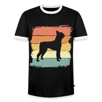 Boston-Terrier Retro - Männer Kontrast-T-Shirt - Schwarz/Weiß - Vorne - AI Model Female 172 light (172cm) & AI Model Male 178 light (178cm)