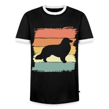 Collie rétro - T-shirt contrasté Homme - noir/blanc - Devant - AI Model Female 172 light (172cm) & AI Model Male 178 light (178cm)