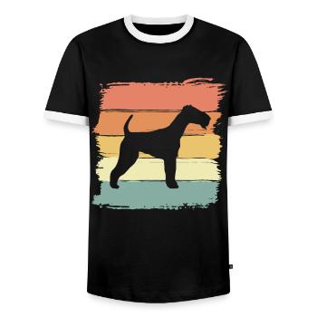 Schnauzer retro - Men's Ringer Shirt - black/white - Front - AI Model Female 172 light (172cm) & AI Model Male 178 light (178cm)