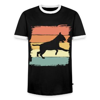 Pit-bull rétro - T-shirt contrasté Homme - noir/blanc - Devant - AI Model Female 172 light (172cm) & AI Model Male 178 light (178cm)