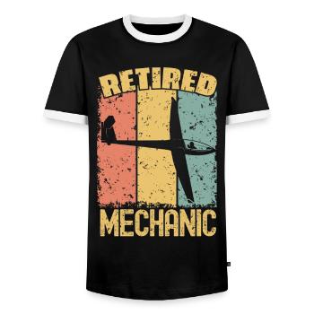 Gliding retired mechanic - Men's Ringer Shirt - black/white - Front - AI Model Female 172 light (172cm) & AI Model Male 178 light (178cm)