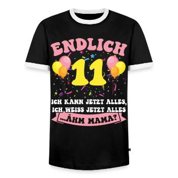 Endlich 11 - Ich kann jetzt alles - 11. Geburtstag - Männer Kontrast-T-Shirt - Schwarz/Weiß - Vorne - AI Model Female 172 light (172cm) & AI Model Male 178 light (178cm)