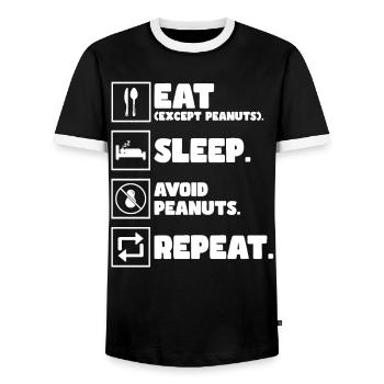 Eat. Sleep. Avoid Peanuts. Repeat. Peanut Allergic - Männer Kontrast-T-Shirt - Schwarz/Weiß - Vorne - AI Model Female 172 light (172cm) & AI Model Male 178 light (178cm)