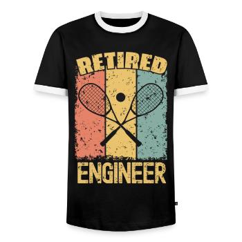 Squash retired engineer - Men's Ringer Shirt - black/white - Front - AI Model Female 172 light (172cm) & AI Model Male 178 light (178cm)