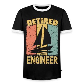 Sailing retired engineer - Men's Ringer Shirt - black/white - Front - AI Model Female 172 light (172cm) & AI Model Male 178 light (178cm)