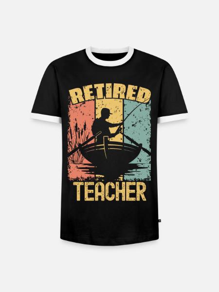 Fishing retired teacher - Men's Ringer Shirt - black/white