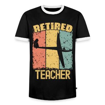 Gliding retired teacher - Men's Ringer Shirt - black/white - Front - AI Model Female 172 light (172cm) & AI Model Male 178 light (178cm)