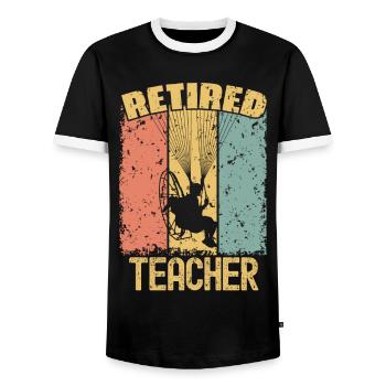 Paramotoring retired teacher - Men's Ringer Shirt - black/white - Front - AI Model Female 172 light (172cm) & AI Model Male 178 light (178cm)