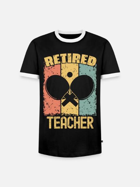 Table-tennis retired teacher - Men's Ringer Shirt - black/white
