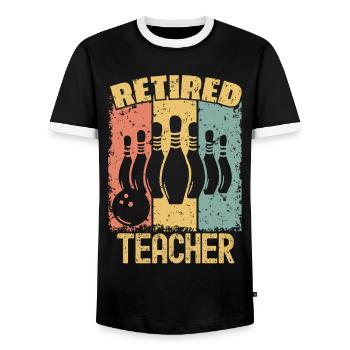 Bowling pensionierter Lehrer - Männer Kontrast-T-Shirt - Schwarz/Weiß - Vorne - AI Model Female 172 light (172cm) & AI Model Male 178 light (178cm)