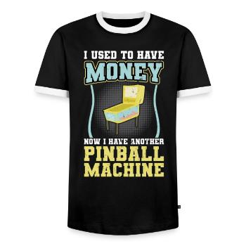 I Have Another Pinball Machine - Pinball - Men's Ringer Shirt - black/white - Front - AI Model Female 172 light (172cm) & AI Model Male 178 light (178cm)