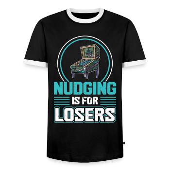 Le coup de pouce est pour les perdants - Pinball - T-shirt contrasté Homme - noir/blanc - Devant - AI Model Female 172 light (172cm) & AI Model Male 178 light (178cm)